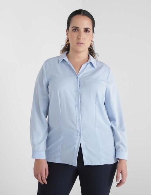 Blusa La Mode Plus cuello camisero manga larga en SB