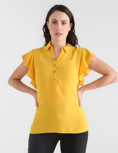 blusas con olanes en el cuello