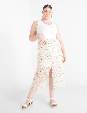 Falda Weekend Plus con diseño floral cintura alta
