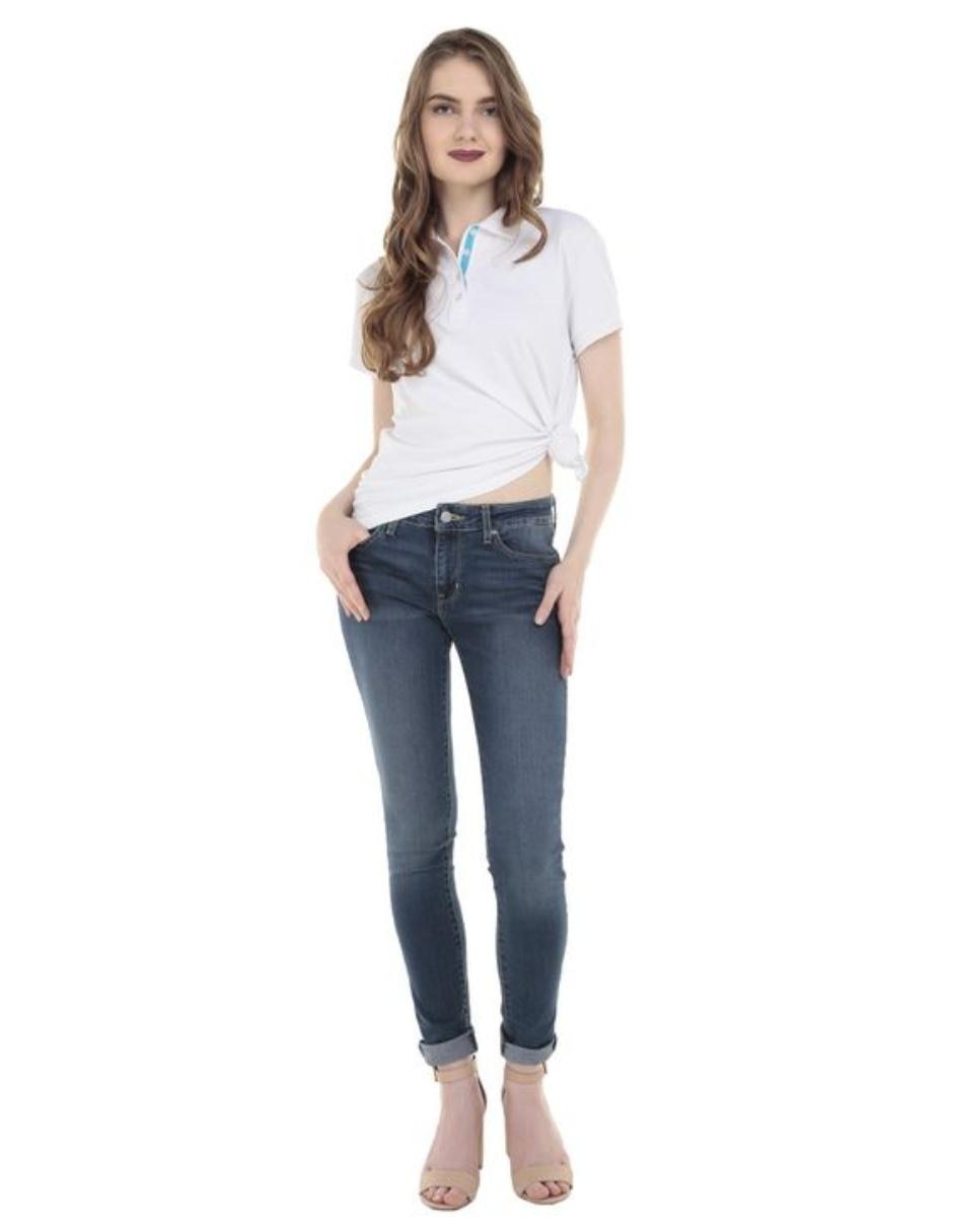 Jeans skinny lavado 711 obscuro corte cadera para mujer 3
