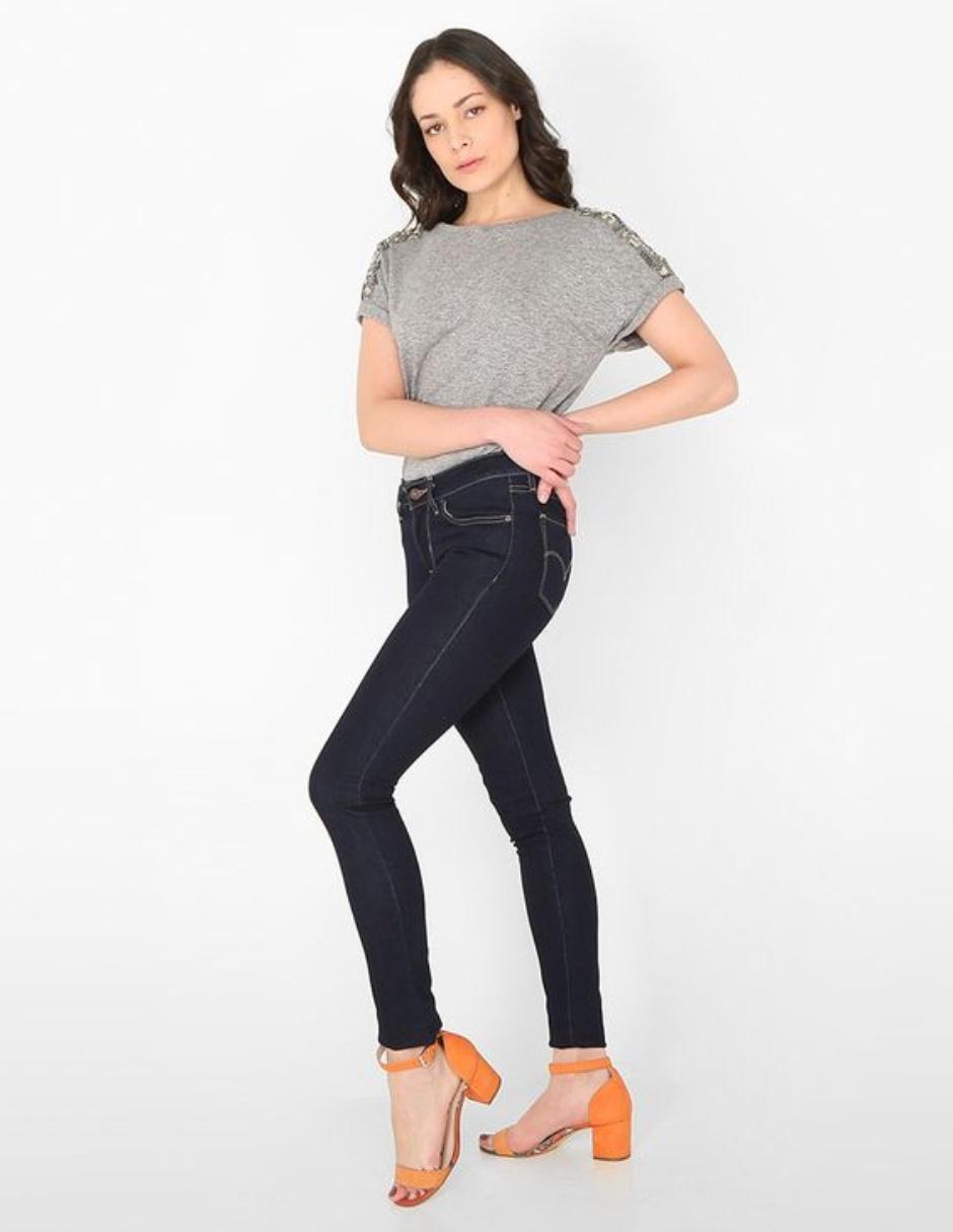 Jeans skinny lavado 711 obscuro corte cadera para mujer 3