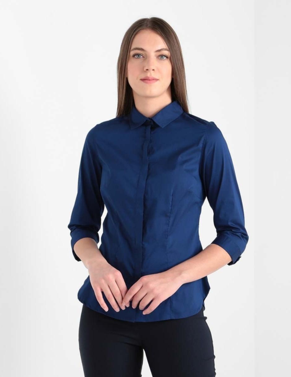 Blusa Contempo cuello camisero corte regular