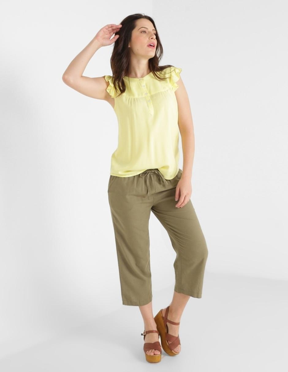 Blusa cuello redondo con olán
