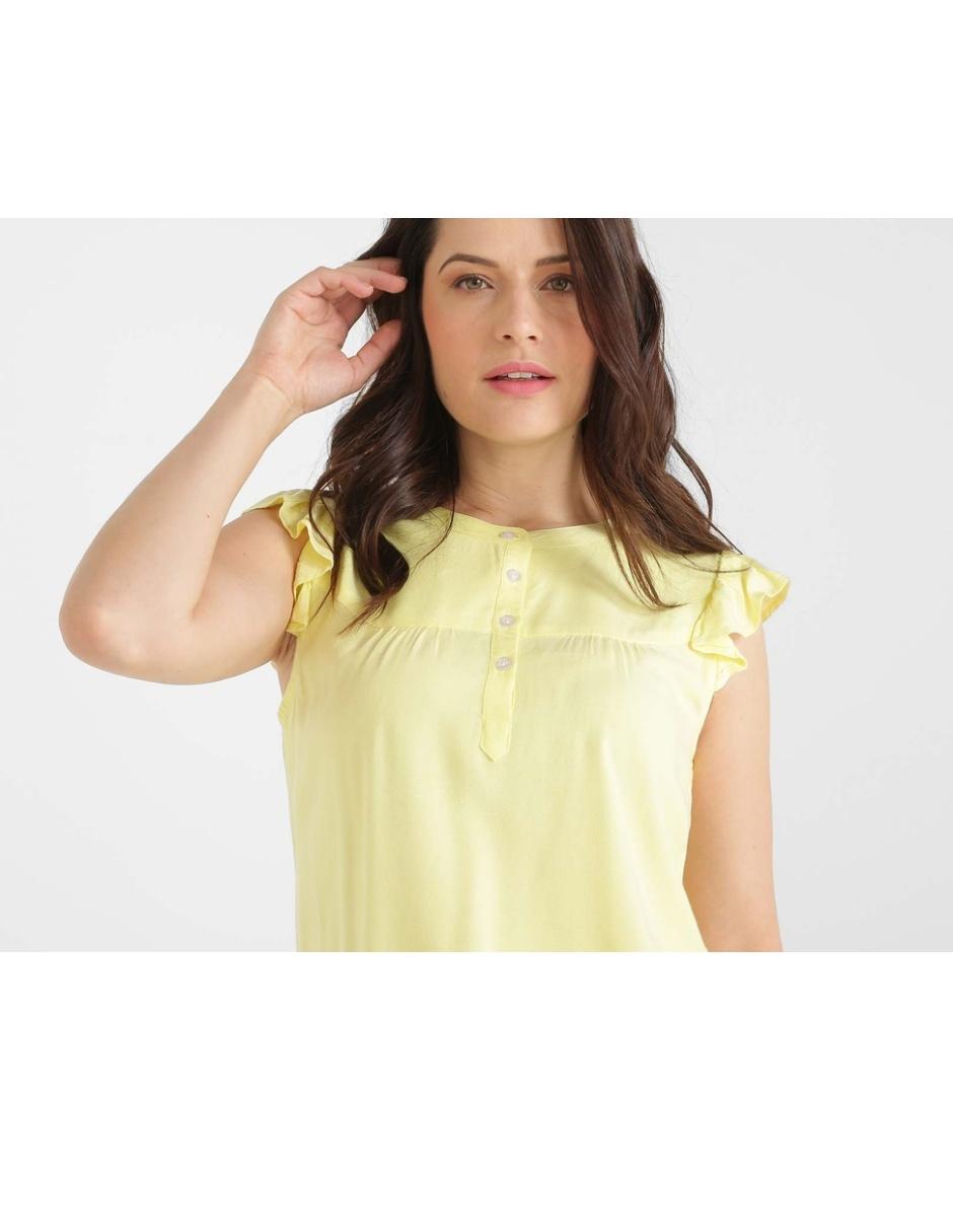 Blusa cuello redondo con olán