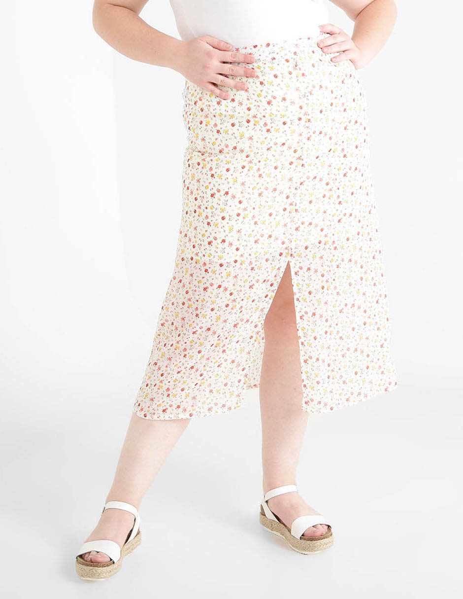 Falda con diseño floral cintura alta 1