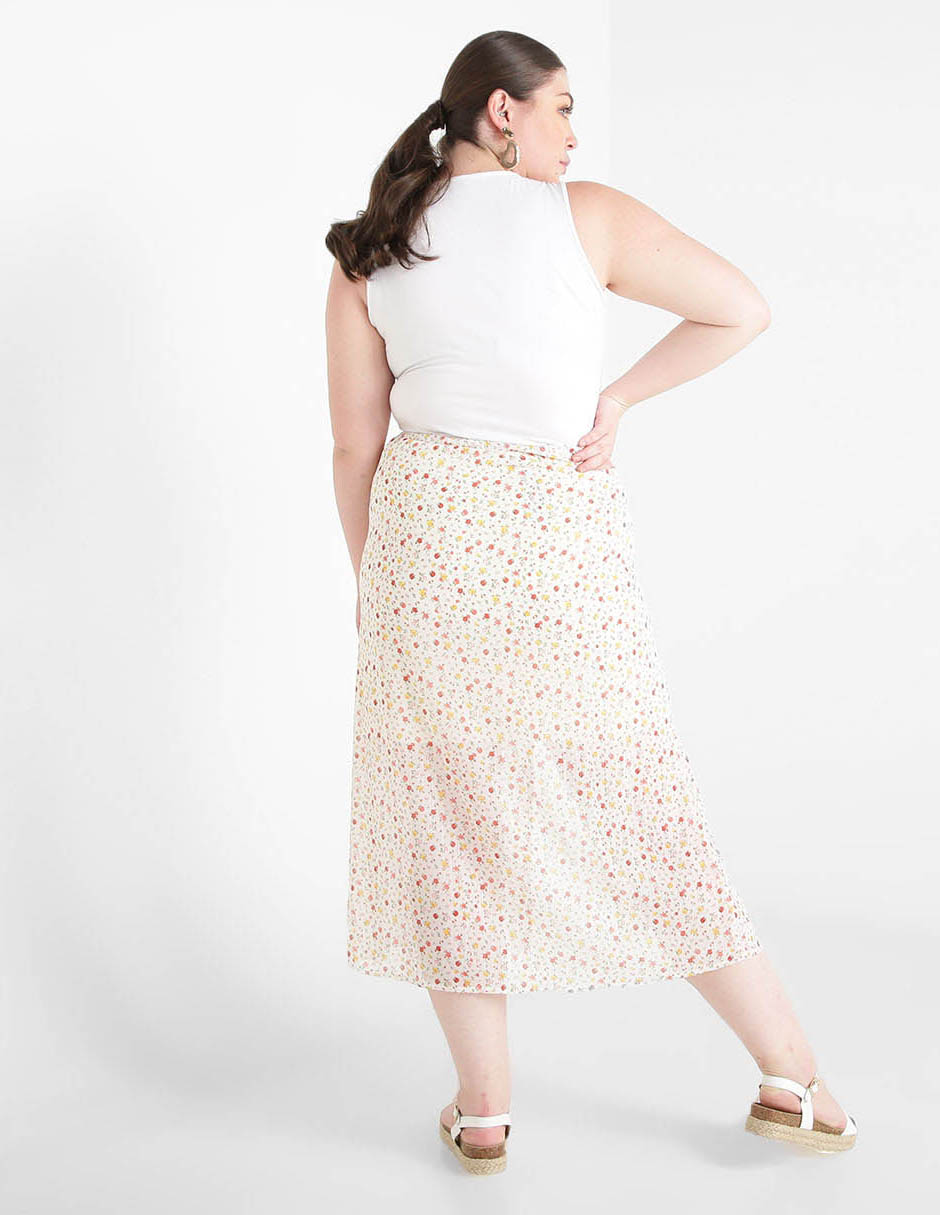 Falda con diseño floral cintura alta 2