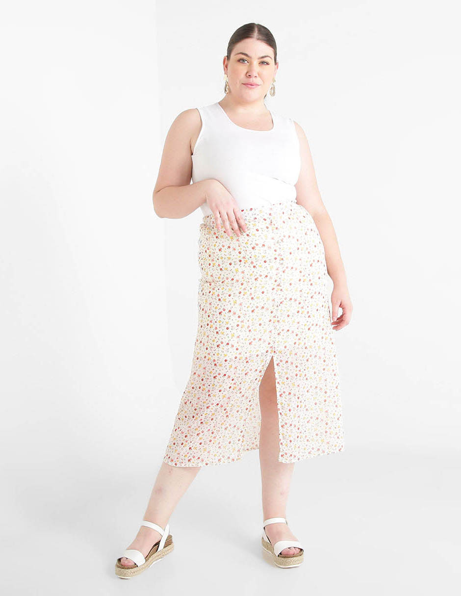 Falda con diseño floral cintura alta 3